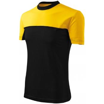 Dwukolorowa bawełniana koszulka, żółty, XL