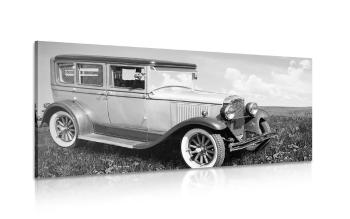 Obraz amerykański samochód retro w wersji czarno-białej - 120x60