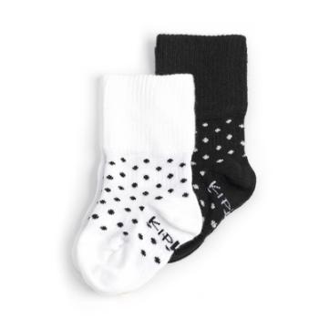 KipKep Stay-On Socks 2-Pack Black -n- White Dotted