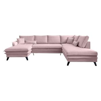 Pudroworóżowa rozkładana sofa w kształcie litery "U" Miuform Charming Charlie, prawostronna