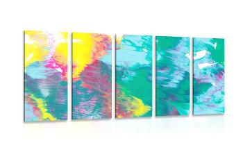 5-częściowy obraz abstrakcja w pastelowych kolorach - 200x100