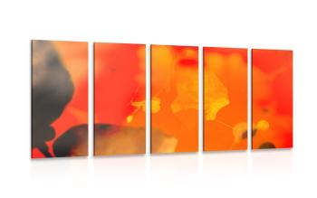 5 części obraz abstrakcja ognistego liścia - 100x50