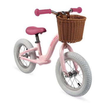 Janod® Vintage-Bikloon Rowerek biegowy różowy z koszykiem