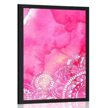 Plakat Mandala różowa akwarela - 20x30 white