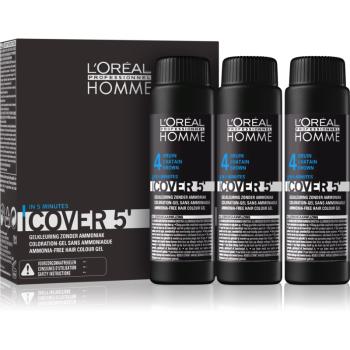 L’Oréal Professionnel Homme Cover 5' tonująca farba do włosów 3 szt. odcień 4 Medium Brown 3x50 ml