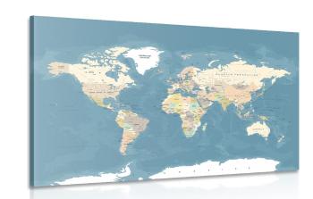 Obraz stylowa mapa świata w stylu vintage - 60x40