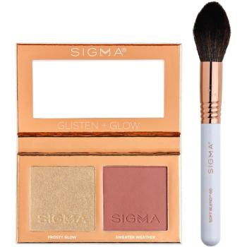 Sigma Beauty Glisten + Glow Cheek Duo róż do policzków z rozświetlaczem z pędzelkiem 128,2 g