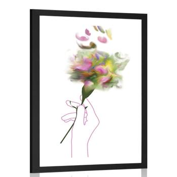 Plakat passepartout piękny malowany kwiat - 40x60 black