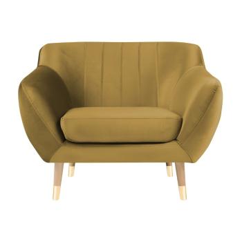 Aksamitny fotel w kolorze złota Mazzini Sofas Benito