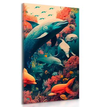 Obraz delfiny w surrealizmie - 50x100