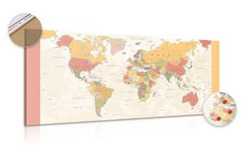 Obraz na korku szczegółowa mapa świata - 100x50  color mix