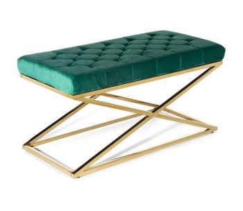 Pikowana ławka SALIBA 50x97 cm złoto/zielona