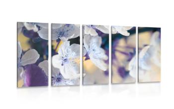 5-częściowy obraz gałązka kwiatu wiśni - 100x50