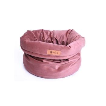 Różowe aksamitne legowisko ø 40 cm Basket Royal – Petsy