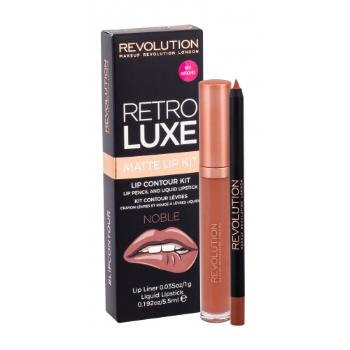 Makeup Revolution London Retro Luxe Matte Lip Kit zestaw Płynna pomadka 5,5 ml + Konturówka do ust 1 g dla kobiet Noble