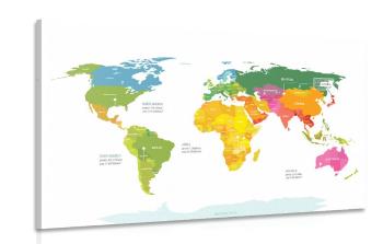 Obraz wyjątkowa mapa świata z białym tłem