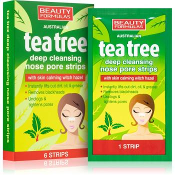 Beauty Formulas Tea Tree plastry oczyszczające na nos 6 szt.