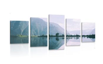 5-częściowy obraz malowana sceneria górskiego jeziora - 100x50