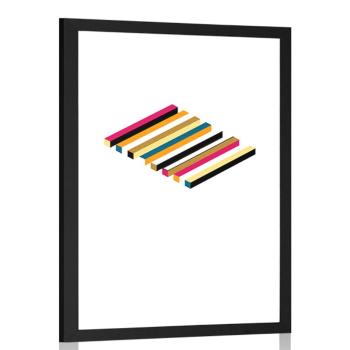 Plakat z passepartout kolorowe wzory - 30x45 white
