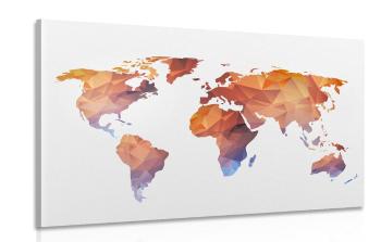 Obraz wielokątna mapa świata w odcieniach pomarańczy - 60x40