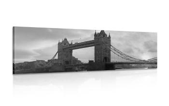 Obraz Tower Bridge w Londynie w wersji czarno-białej - 120x40