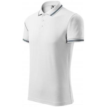 Męska koszulka polo w kontrastowym kolorze, biały, L