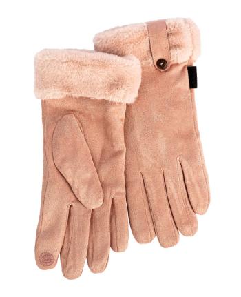 Rękawiczki damskie z imitacji zamszu - róžowa - Rozmiar uniwersalny