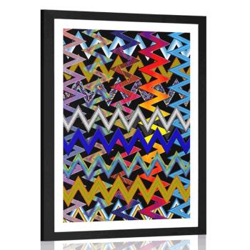 Plakat z passe-partout piękny wzór w kolorach - 30x45 black