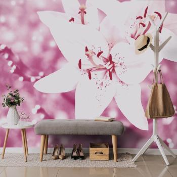 Samoprzylepna tapeta lilia w różowym kolorze - 450x300