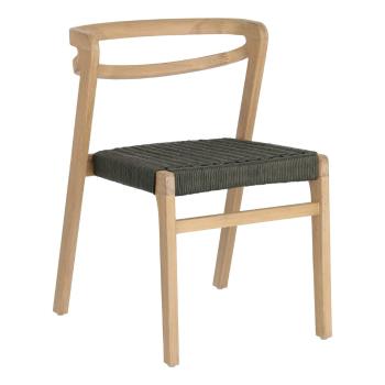 Krzesło ogrodowe z drewna eukaliptusa z ciemnozieloną plecionką Kave Home Ezilda