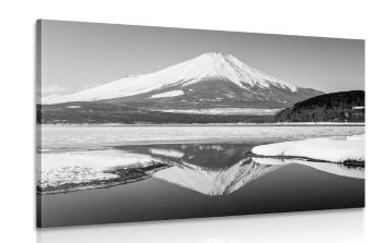 Obraz japońska góra Fuji w wersji czarno-białej - 90x60