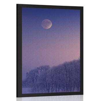 Plakat pełnia księżyca nad wioską - 60x90 white