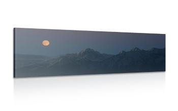 Obraz księżyc w pełni nad górami - 120x40