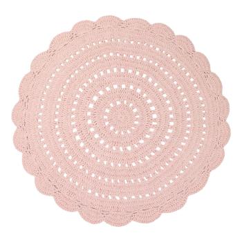Różowy ręcznie haftowany dywan z bawełny Nattiot Alma, ø 120 cm