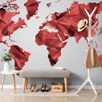 Samoprzylepna tapeta czerwona mapa świata w grafice wektorowej - 300x200