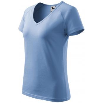 Damska koszulka slim fit z raglanowym rękawem, niebieskie niebo, XL