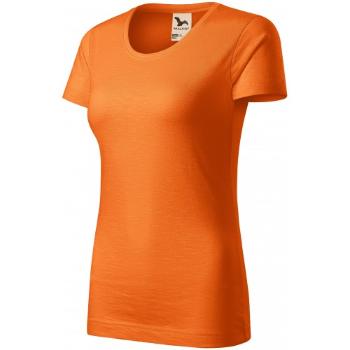 T-shirt damski, teksturowana bawełna organiczna, pomarańczowy, XL