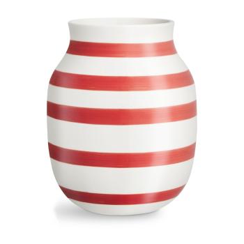 Biało-czerwony ceramiczny wazon w paski Kähler Design Omaggio, wys. 20,5 cm