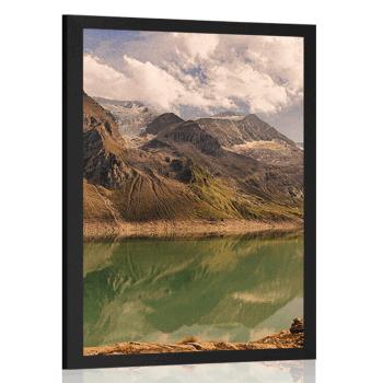 Plakat jezioro w górach - 20x30 silver