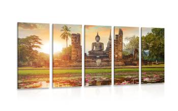 5-częściowy obraz posąg Buddy w parku Sukhothai - 100x50
