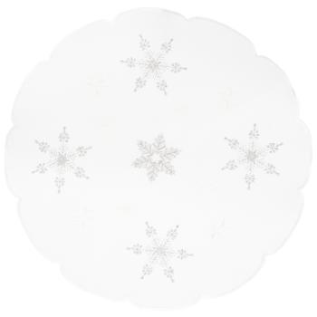 Obrus świąteczny Gwiazdki biały, śred. 35 cm