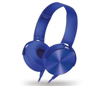 Słuchawki przewodowe z mikrofonem niebieskie