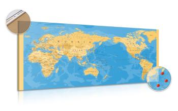 Obraz na korku mapa świata w ciekawym designie - 100x50  peg