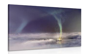 Obraz zorzy polarnej nad jeziorem - 120x80