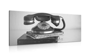 Obraz telefon retro w wersji czarno-białej - 100x50