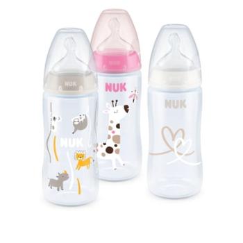 NUK Zestaw 3 butelek First Choice ⁺ Temperatura Control , 300 ml różowy/biały/beżowy