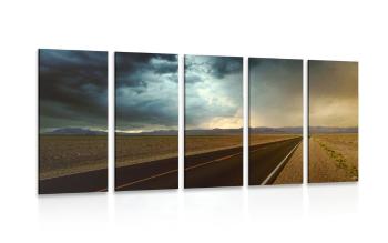 5-częściowy obraz droga na środku pustyni - 200x100
