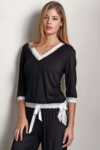 Damska bambusowa piżama ROZALIE Czarny XL