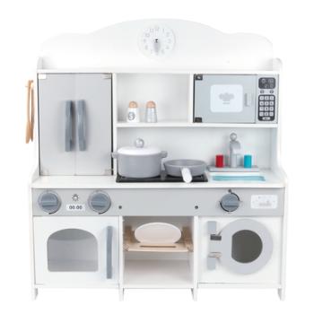 Bino Kuchnia dziecięca z pralką i akcesoriami, biała