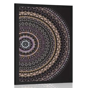 Plakat Mandala ze wzorem słońca w fioletowych odcieniach - 30x45 white